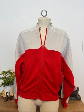 Adidas Red & White Colorblock Full Zip Track Jacket Women’s Small